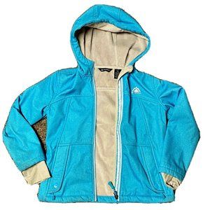 Snozu Girls Faux Fur Light Blue Full Zip Up With Hood 7/8
